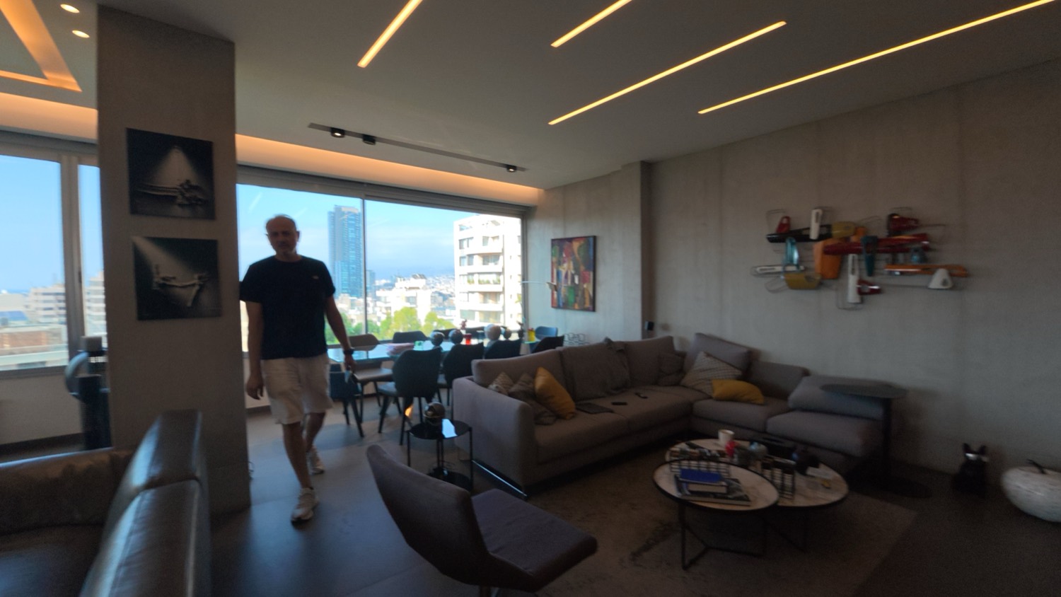 The living space against the city glazing