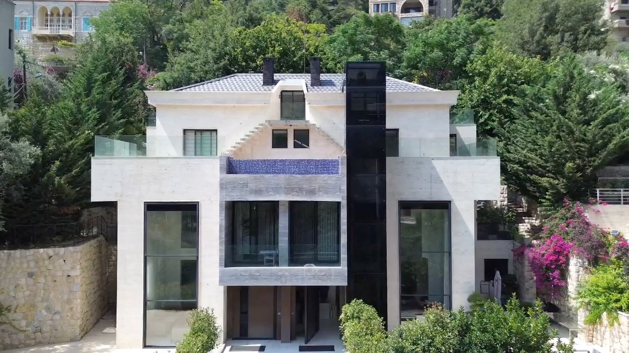 The glazed openings across the front