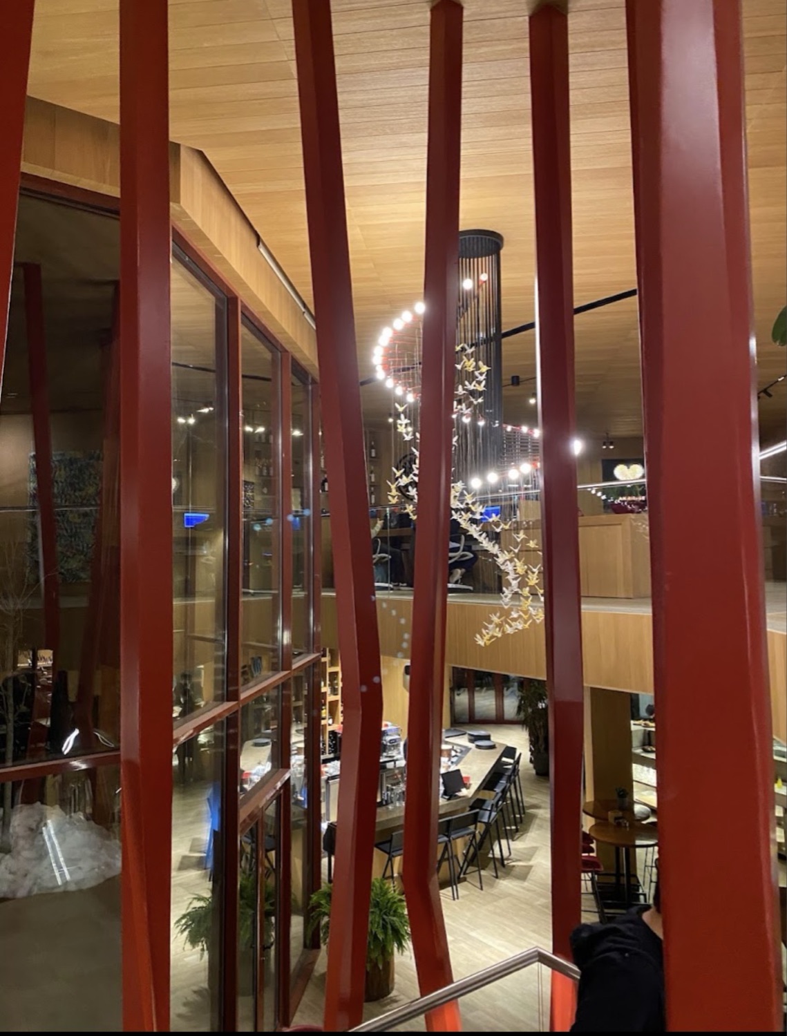 The atrium and its red columns
